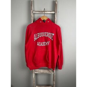 Vintage 80s Champion Albuquerque Academy Red Pullover Raglan Hoodie Small